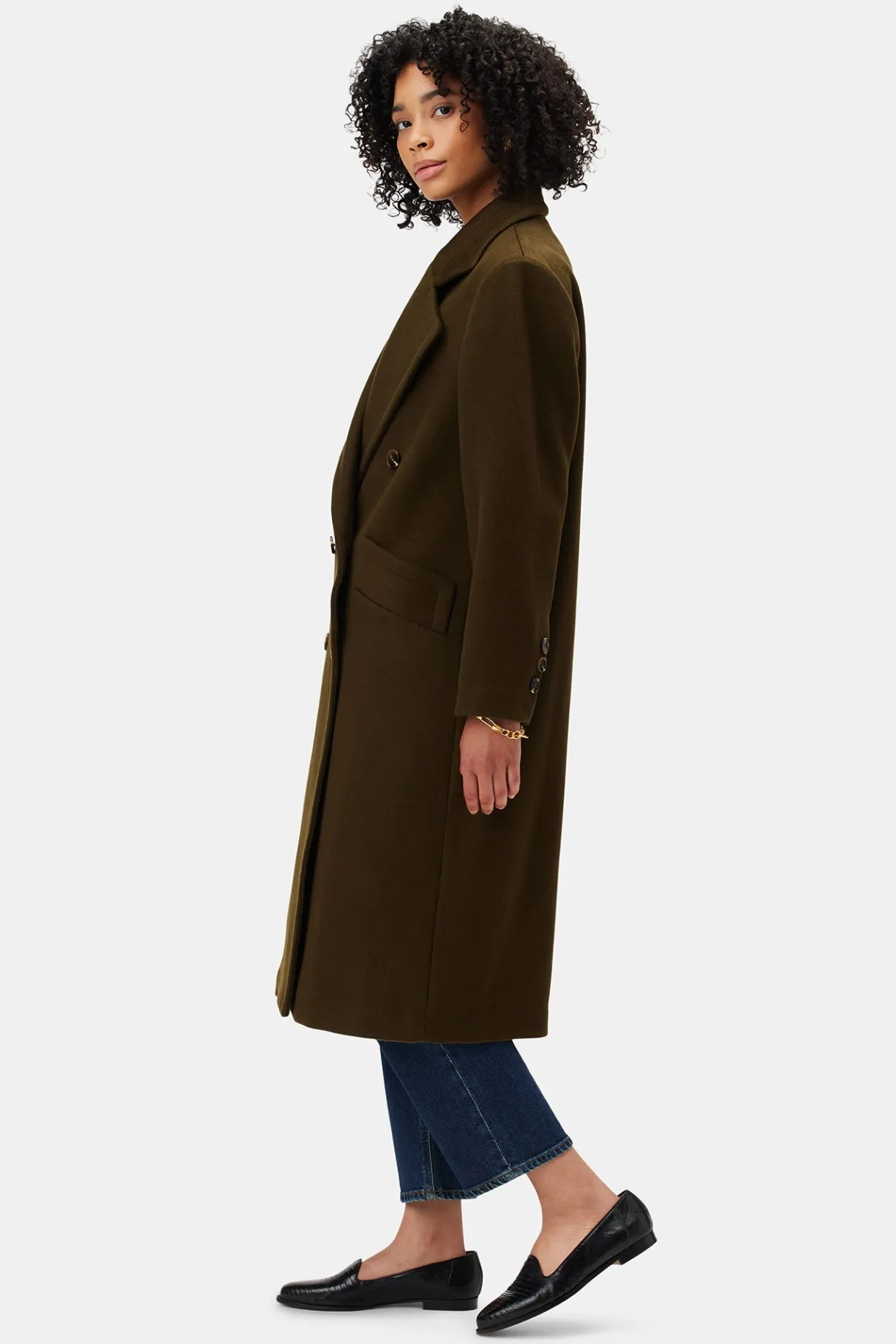 Amour Vert Double Breasted Car Coat Olive Outlet