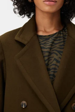 Amour Vert Double Breasted Car Coat Olive Outlet