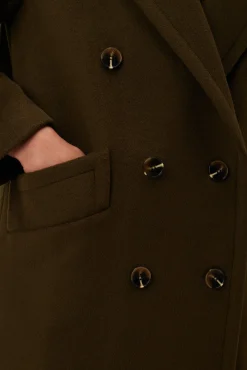 Amour Vert Double Breasted Car Coat Olive Outlet