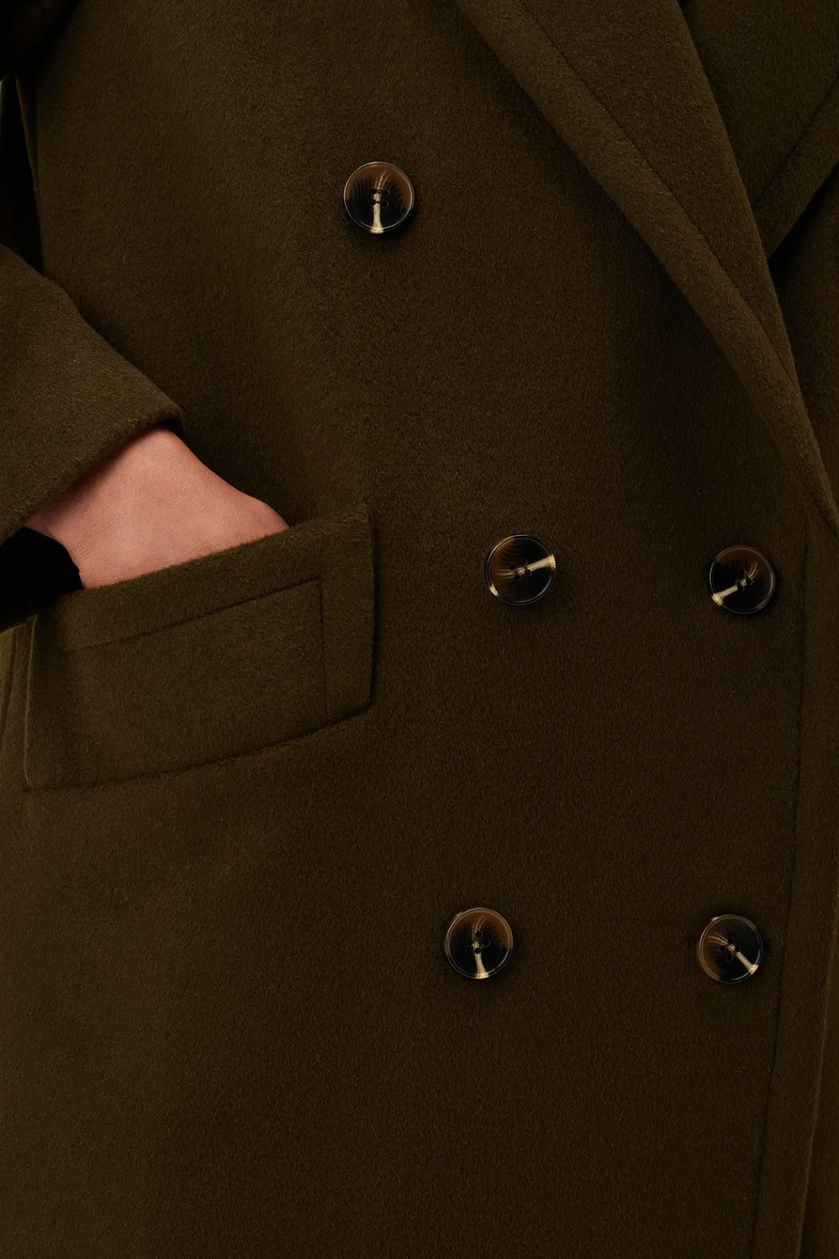 Amour Vert Double Breasted Car Coat Olive Outlet