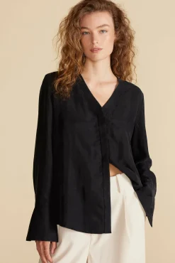 Amour Vert Dree Cupro V Neck Blouse Black Online