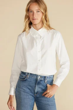 Amour Vert Edelie Ruffled Poplin Shirt White Online