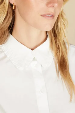 Amour Vert Edelie Ruffled Poplin Shirt White Online