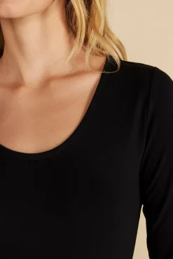Amour Vert Elea Bamboo Knit Bodysuit Black Discount