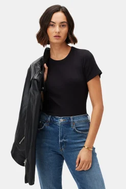 Amour Vert Eleanor Baby Rib Tee Black Fashion