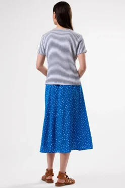 Amour Vert Eleanor Organic Cotton Modal Rib Tee CannesStripeNaturalAegeanBlue Hot