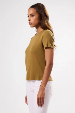 Amour Vert Eleanor Organic Cotton Modal Rib Tee Elm New