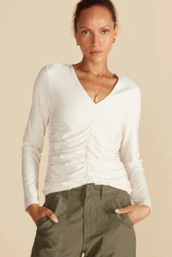 Amour Vert Elise Bamboo Knit Top Ivory New