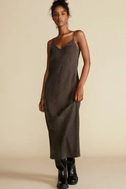 Amour Vert Eloise Cupro Slip Dress OliveGreen Clearance