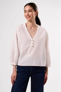 Amour Vert Esme Cotton Linen Blouse White Best