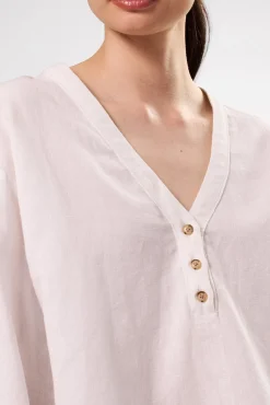 Amour Vert Esme Cotton Linen Blouse White Best