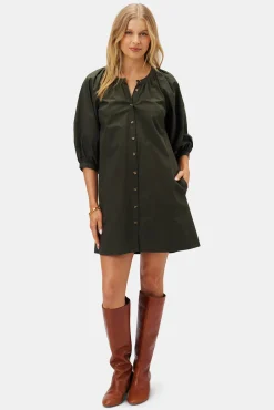 Amour Vert Esther Organic Cotton Poplin Dress OliveGreen Best