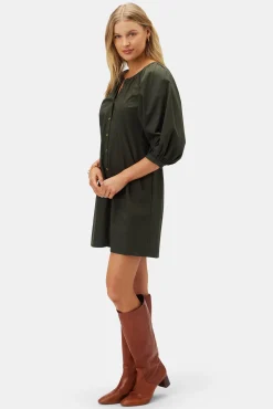 Amour Vert Esther Organic Cotton Poplin Dress OliveGreen Best