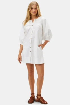 Amour Vert Esther Organic Cotton Poplin Dress White New