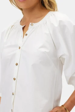 Amour Vert Esther Organic Cotton Poplin Dress White New