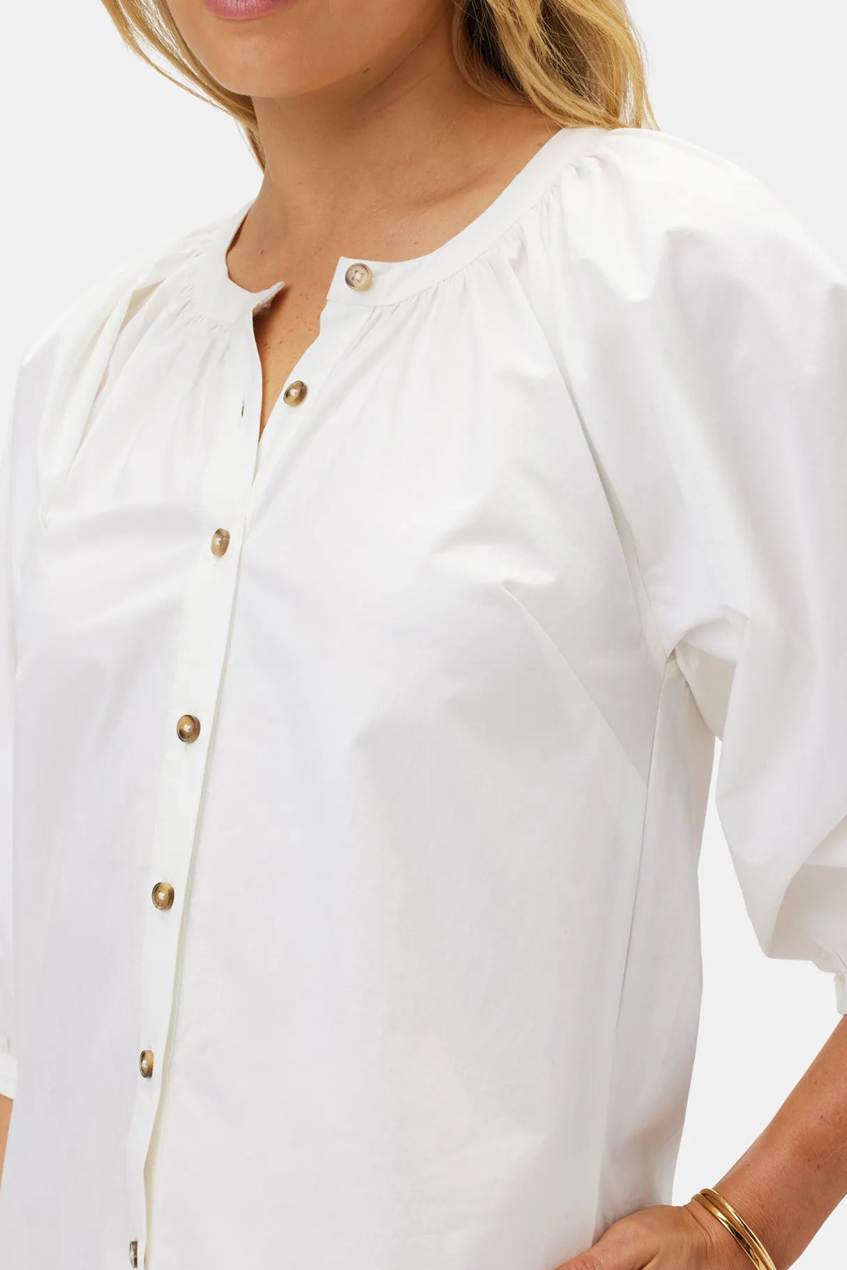 Amour Vert Esther Organic Cotton Poplin Dress White New