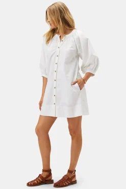 Amour Vert Esther Organic Cotton Poplin Dress White New