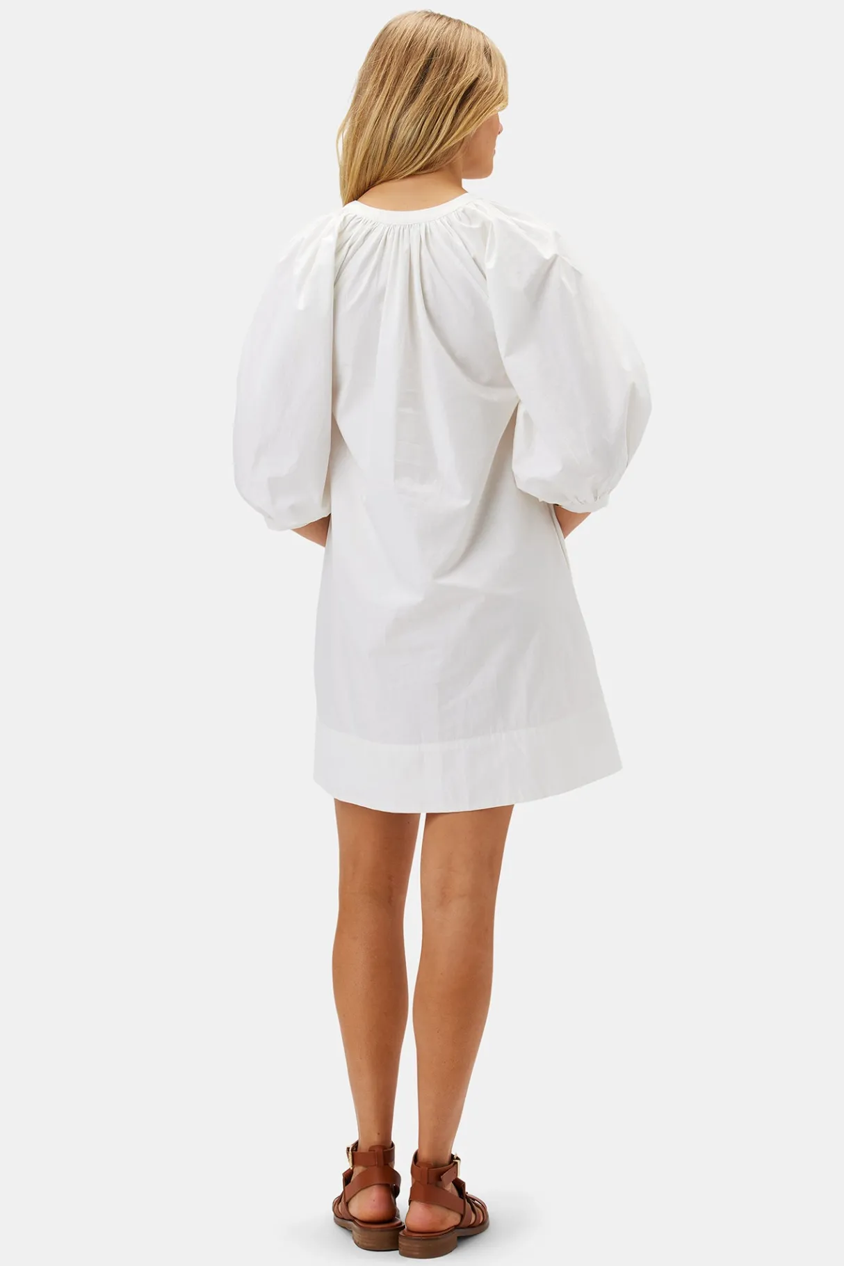 Amour Vert Esther Organic Cotton Poplin Dress White New