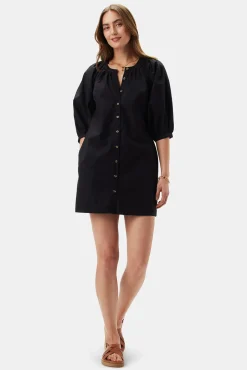 Amour Vert Esther Organic Cotton Poplin Dress Black Clearance