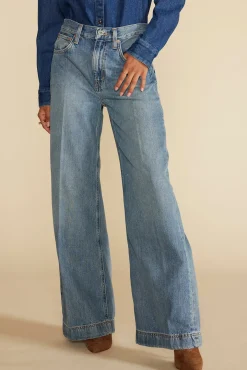 Amour Vert ETICA Devon Wide Leg Jean MoonbayMediumBlue Fashion