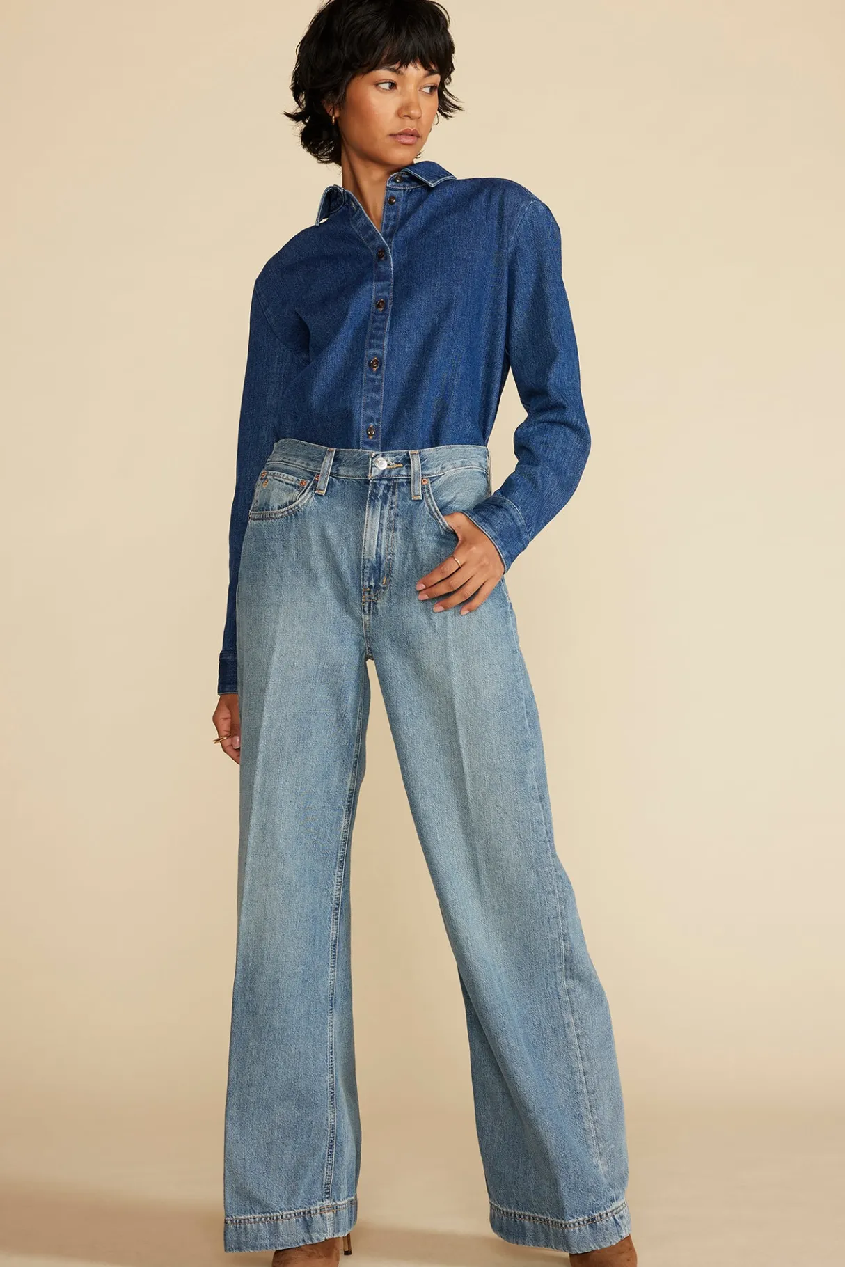 Amour Vert ETICA Devon Wide Leg Jean MoonbayMediumBlue Fashion