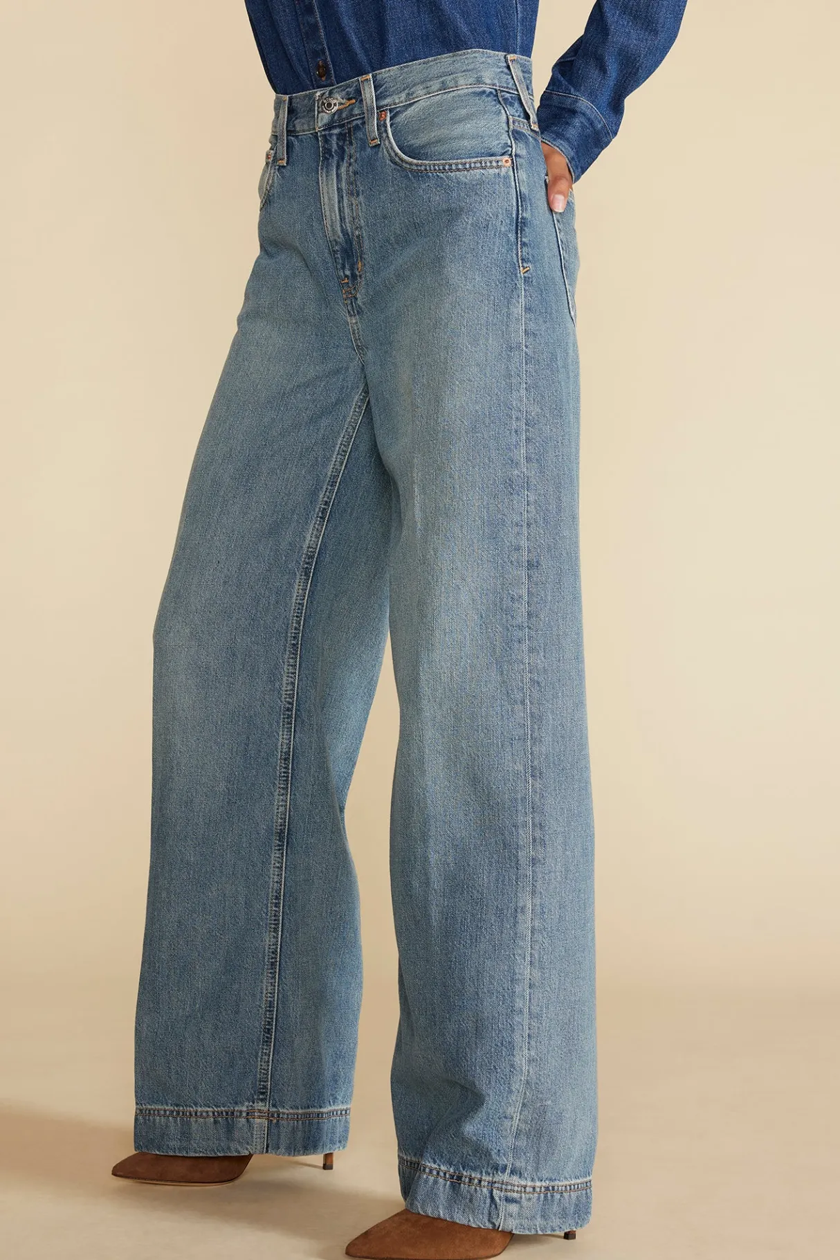Amour Vert ETICA Devon Wide Leg Jean MoonbayMediumBlue Fashion