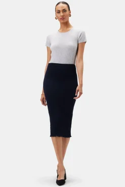 Amour Vert Eunice Smocked Skirt Slate Outlet