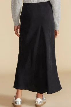 Amour Vert Eve Cupro Slip Skirt Black Clearance