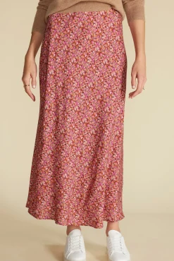 Amour Vert Eve Cupro Slip Skirt RennesPinkFloralPrint Best