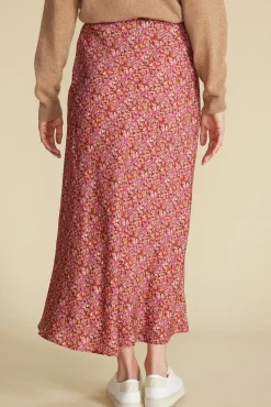 Amour Vert Eve Cupro Slip Skirt RennesPinkFloralPrint Best