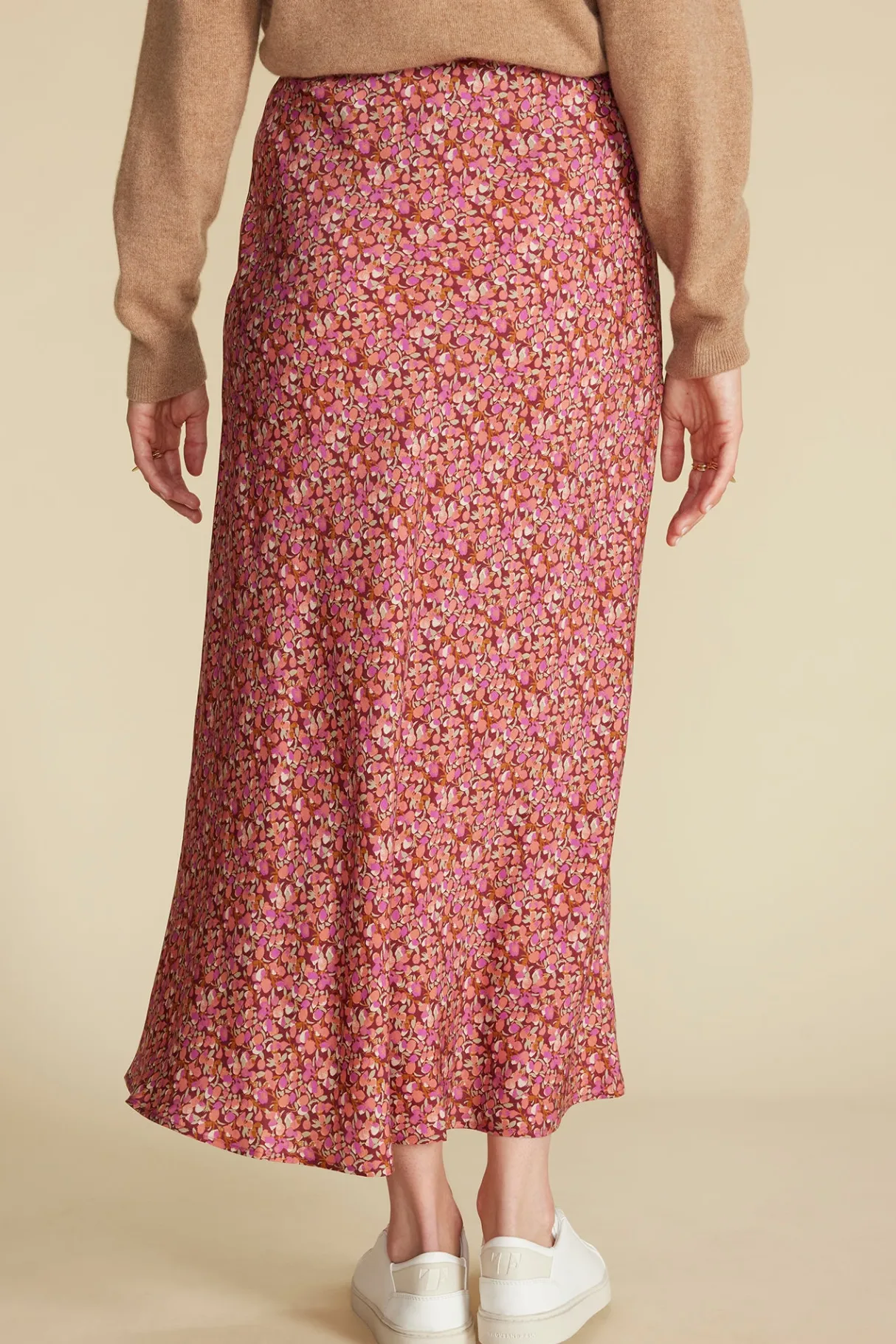 Amour Vert Eve Cupro Slip Skirt RennesPinkFloralPrint Best