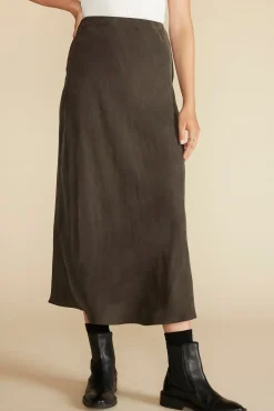 Amour Vert Eve Cupro Slip Skirt OliveGreen Fashion