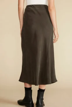 Amour Vert Eve Cupro Slip Skirt OliveGreen Fashion