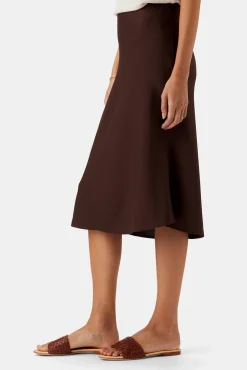 Amour Vert Eve Stretch Silk Skirt Espresso Discount