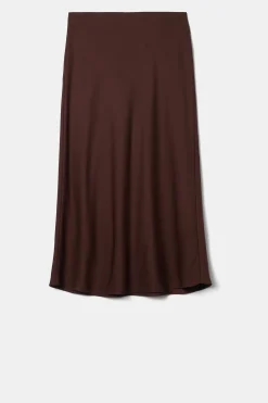 Amour Vert Eve Stretch Silk Skirt Espresso Discount