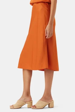 Amour Vert Eve Stretch Silk Skirt SunsetOrange Fashion