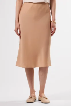 Amour Vert Eve Stretch Silk Skirt Biscotti Clearance