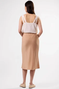 Amour Vert Eve Stretch Silk Skirt Biscotti Clearance