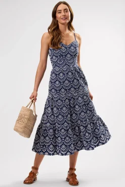 Amour Vert Eyelet Organic Cotton Dress RivieraEyeletIndigo Discount