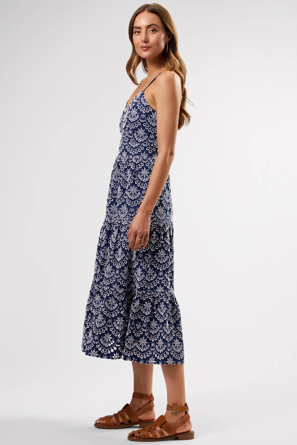 Amour Vert Eyelet Organic Cotton Dress RivieraEyeletIndigo Discount
