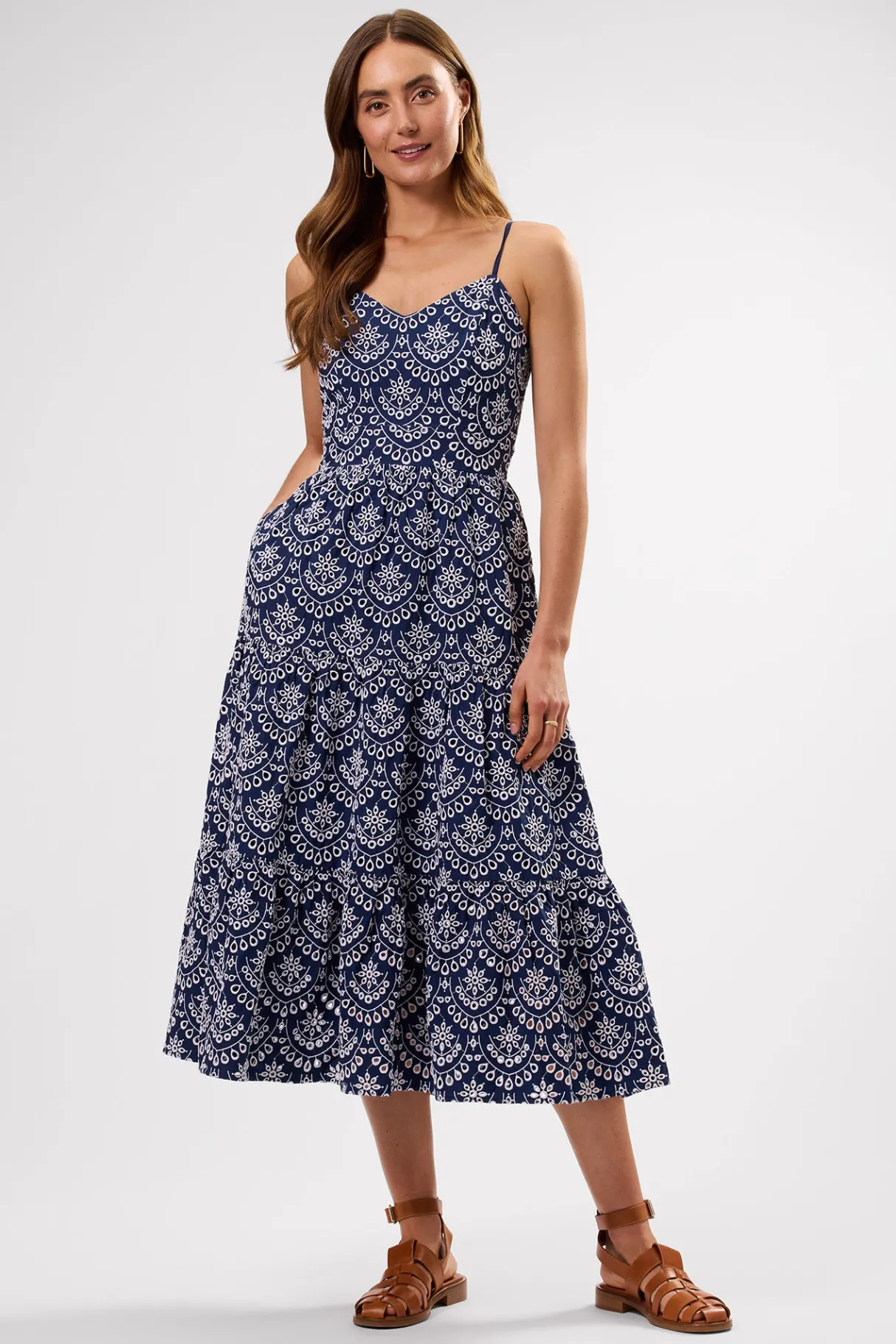 Amour Vert Eyelet Organic Cotton Dress RivieraEyeletIndigo Discount