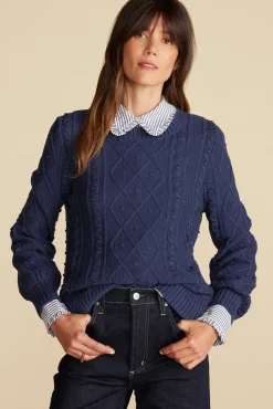 Amour Vert Faedra Organic Cotton Sweater NavyBlue Hot