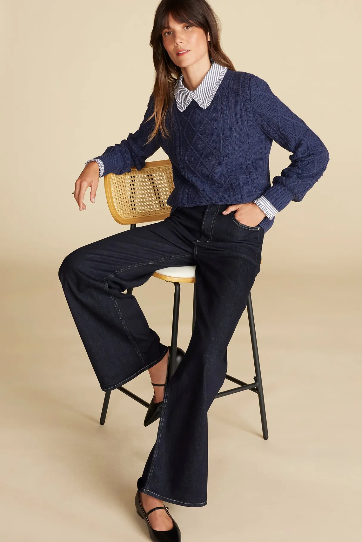 Amour Vert Faedra Organic Cotton Sweater NavyBlue Hot
