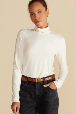 Amour Vert Flannery Bamboo Knit Turtleneck Ivory Hot