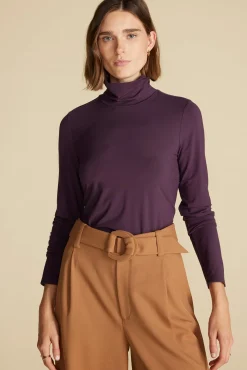 Amour Vert Flannery Bamboo Knit Turtleneck PurpleFig Outlet