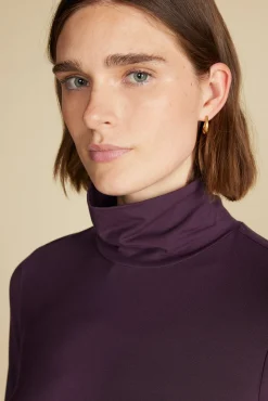 Amour Vert Flannery Bamboo Knit Turtleneck PurpleFig Outlet