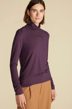 Amour Vert Flannery Bamboo Knit Turtleneck PurpleFig Outlet