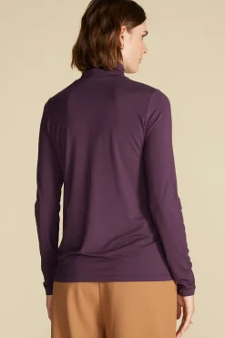 Amour Vert Flannery Bamboo Knit Turtleneck PurpleFig Outlet