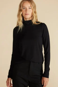 Amour Vert Flannery Bamboo Knit Turtleneck Black Best