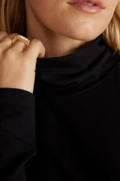 Amour Vert Flannery Bamboo Knit Turtleneck Black Best